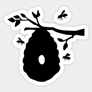 Busy Bee Hive Black Silhouette Sticker